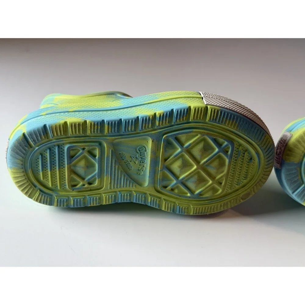 Converse Foam Clogs Toddler 7 Neon Green Blue Marble All Star Water Neon Marble
